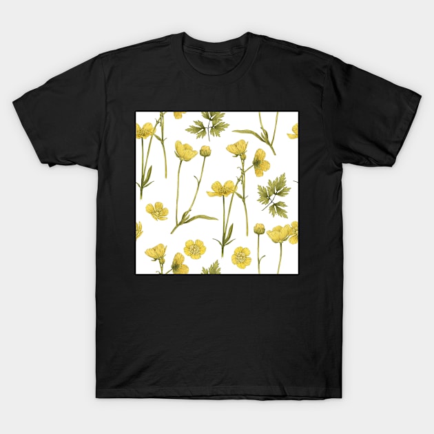 Buttercup summer small flower on white T-Shirt by orsinha